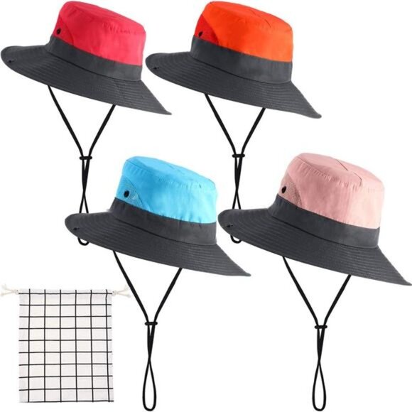 4 Pieces Wide Brim Sun Hat UV Protection Sun Hat Outdoor Foldable Mesh Hat main image 7